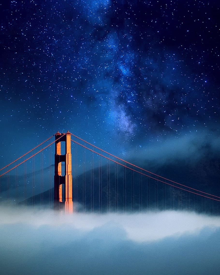 bridge, american, yes, sky, connection, night, star - space HD wallpaper