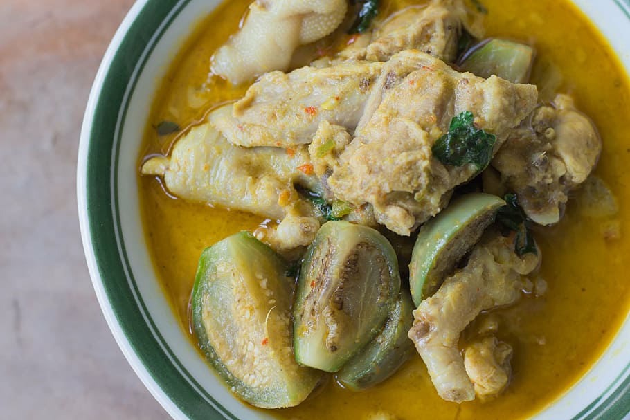 curry, green curry, chicken, eggplant, food, vegetable, strong, HD wallpaper