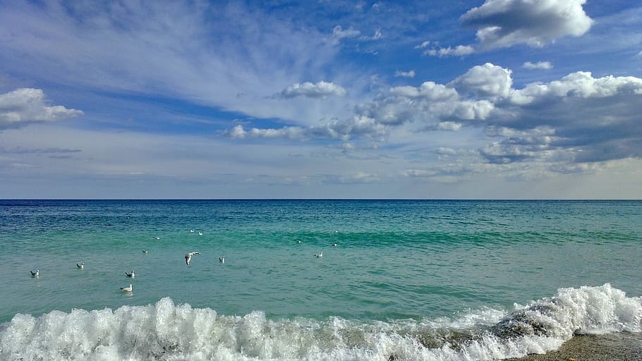 sea, beach, sky, water, cloud - sky, scenics - nature, horizon over water HD wallpaper