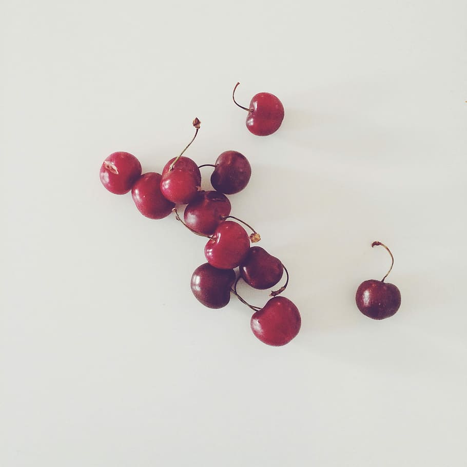 red cherries, white, fruit, ripe, food, freshness, organic, berry Fruit HD wallpaper