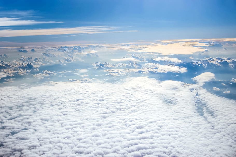 sea of white clouds, clouds on the world, sky, cloud view, blue HD wallpaper