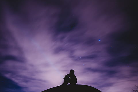 HD wallpaper: silhouette of off-road car, silhouette photo of person  standing on vehicle roof viewing starry sky during nighttime
