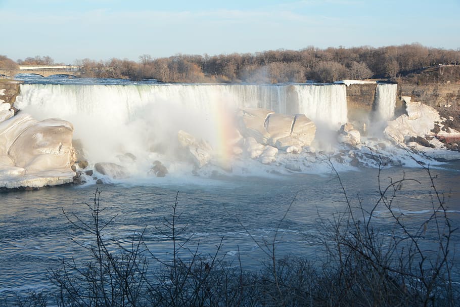 niagara falls, snow, ice, winter, waterfall, ontario, beauty in nature HD wallpaper