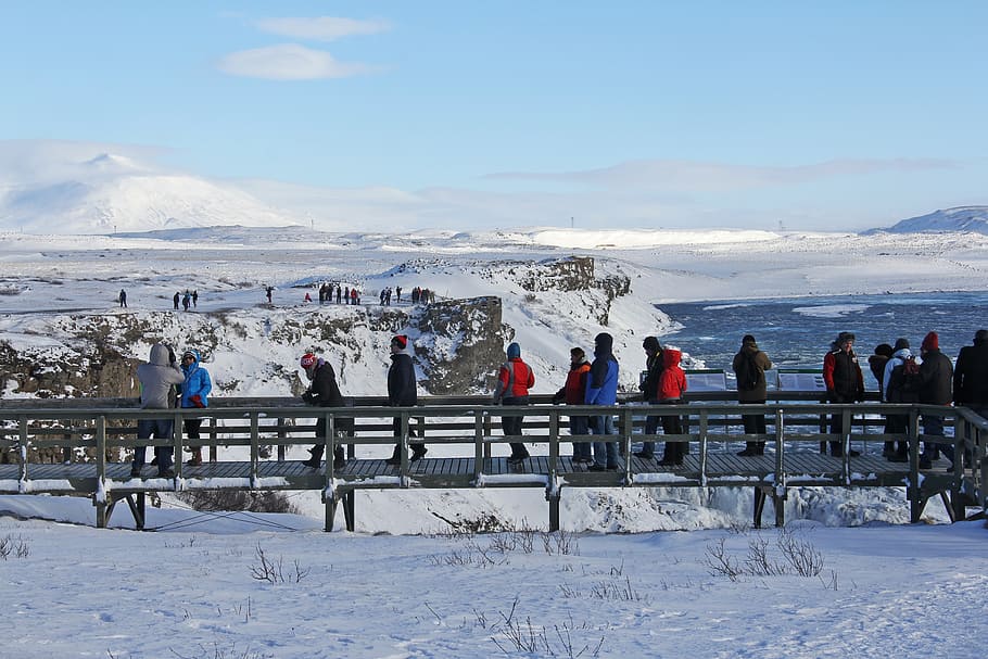gullfoss, waterfall, gullfoss great waterfall, winter, cold HD wallpaper