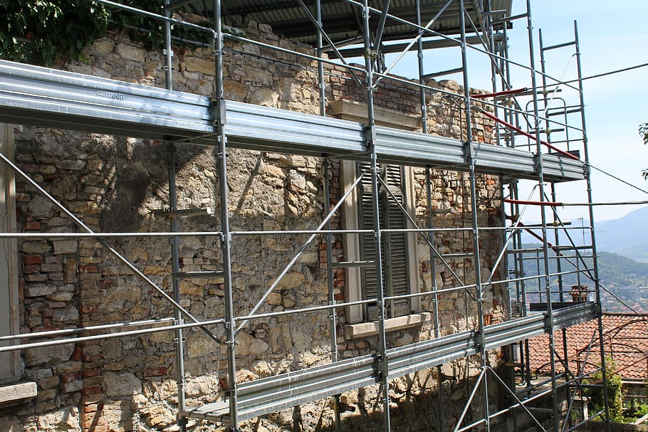 scaffolding, restructure, restructuring, building, renovation HD wallpaper