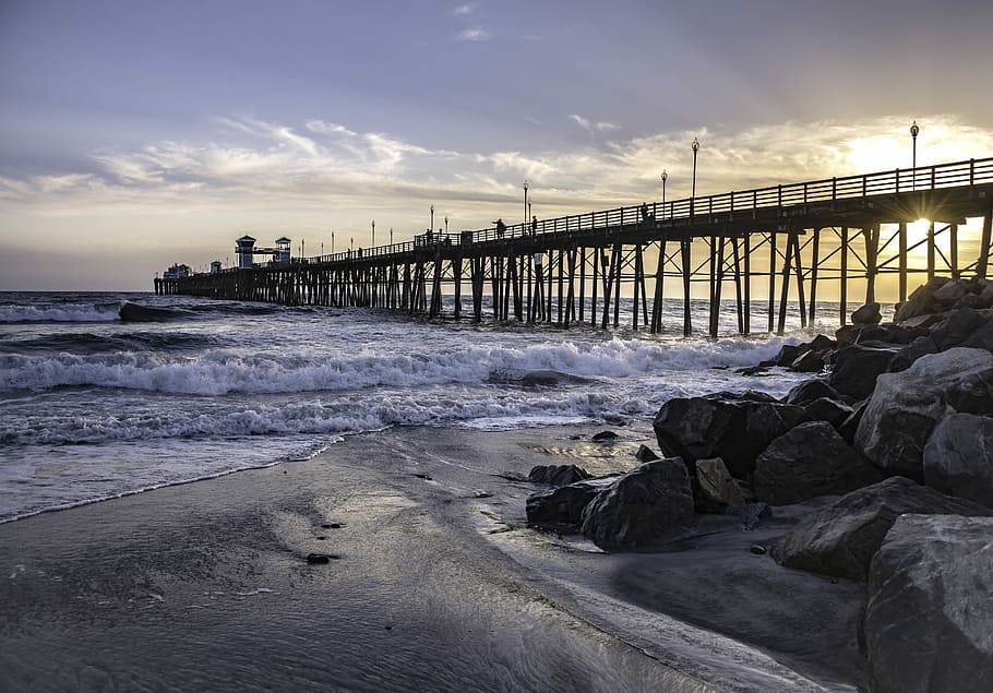 Pier, Ocean, Beach, Water, Travel, vacation, coast, tourism HD wallpaper