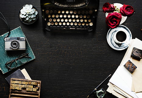 black typewriter, Alphabets, Ancient, Author, Data, document HD wallpaper