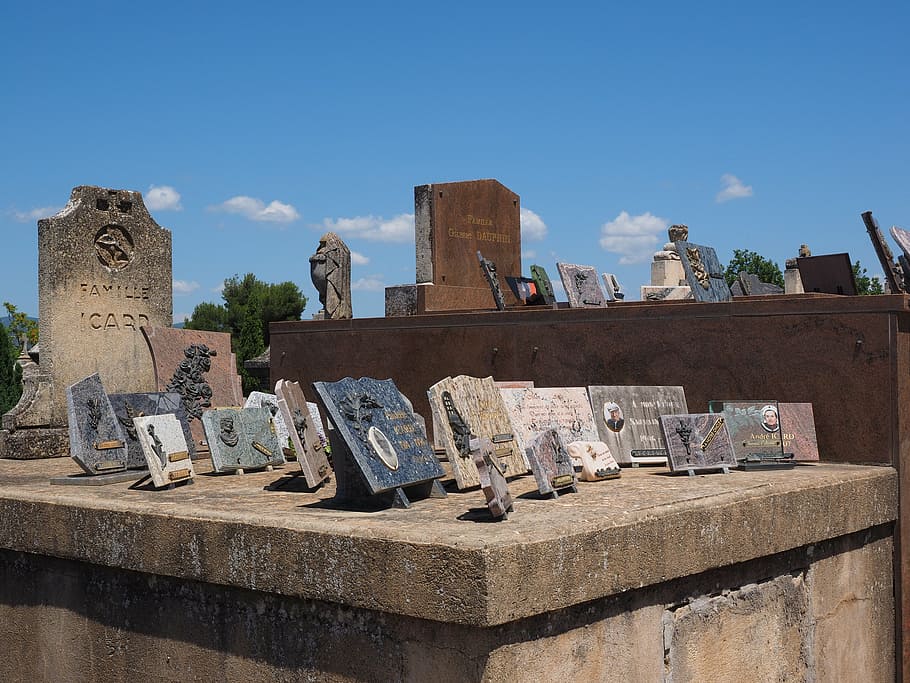 cemetery, graves, gravestone, old cemetery, roussillon, tomb, HD wallpaper