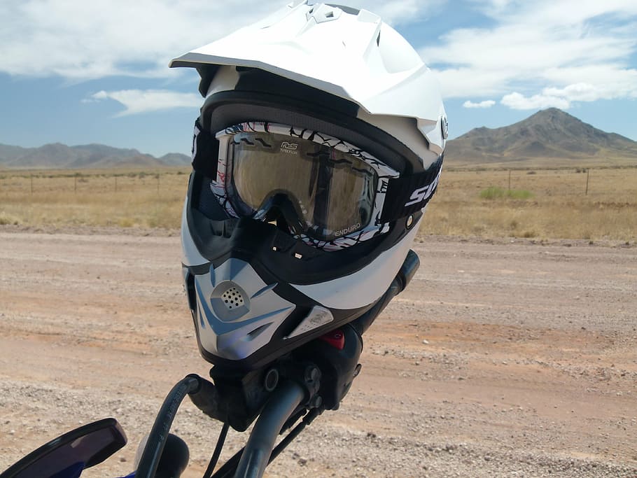 enduro, helm, motorcycle, terrain, wide, dust, helmet, land vehicle HD wallpaper