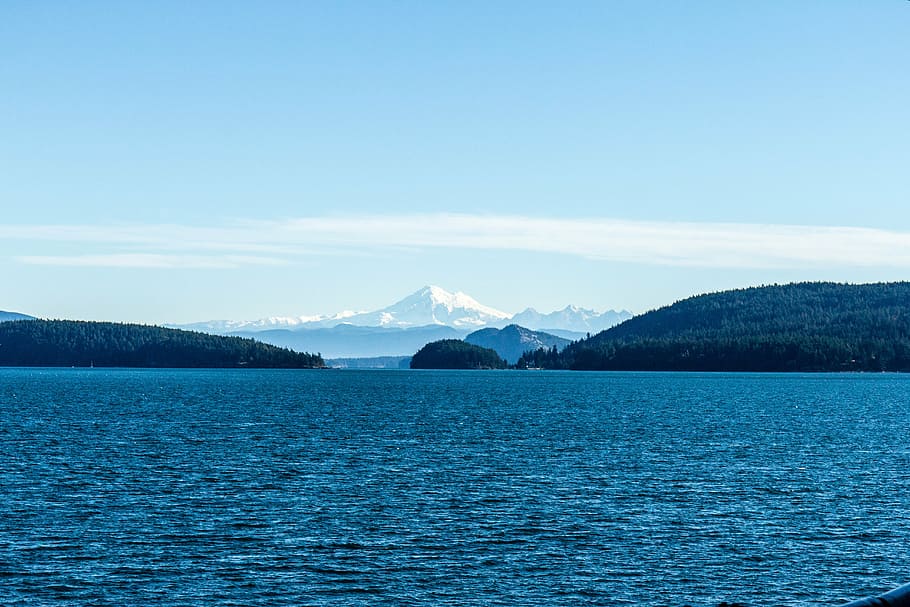 lake, water, landscape, range, mountains, nature, blue, hills HD wallpaper
