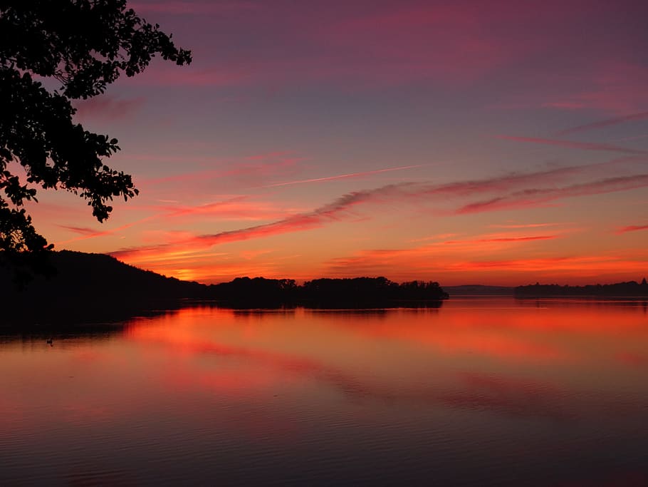 Sunset, Lake, Nature, abendstimmung, reflection, beauty in nature HD wallpaper