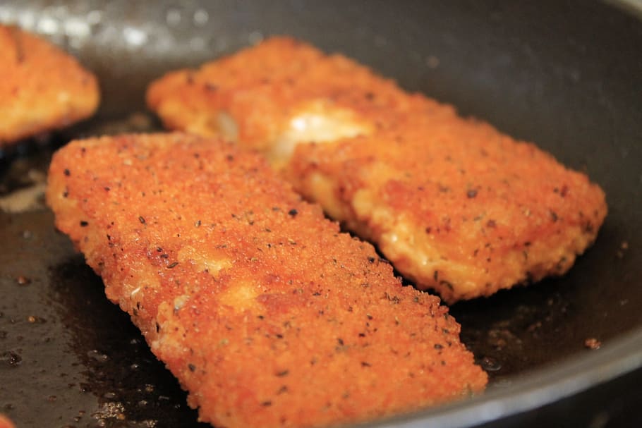 fry, breaded, fish, pan, cook, eat, food, food and drink, close-up, HD wallpaper
