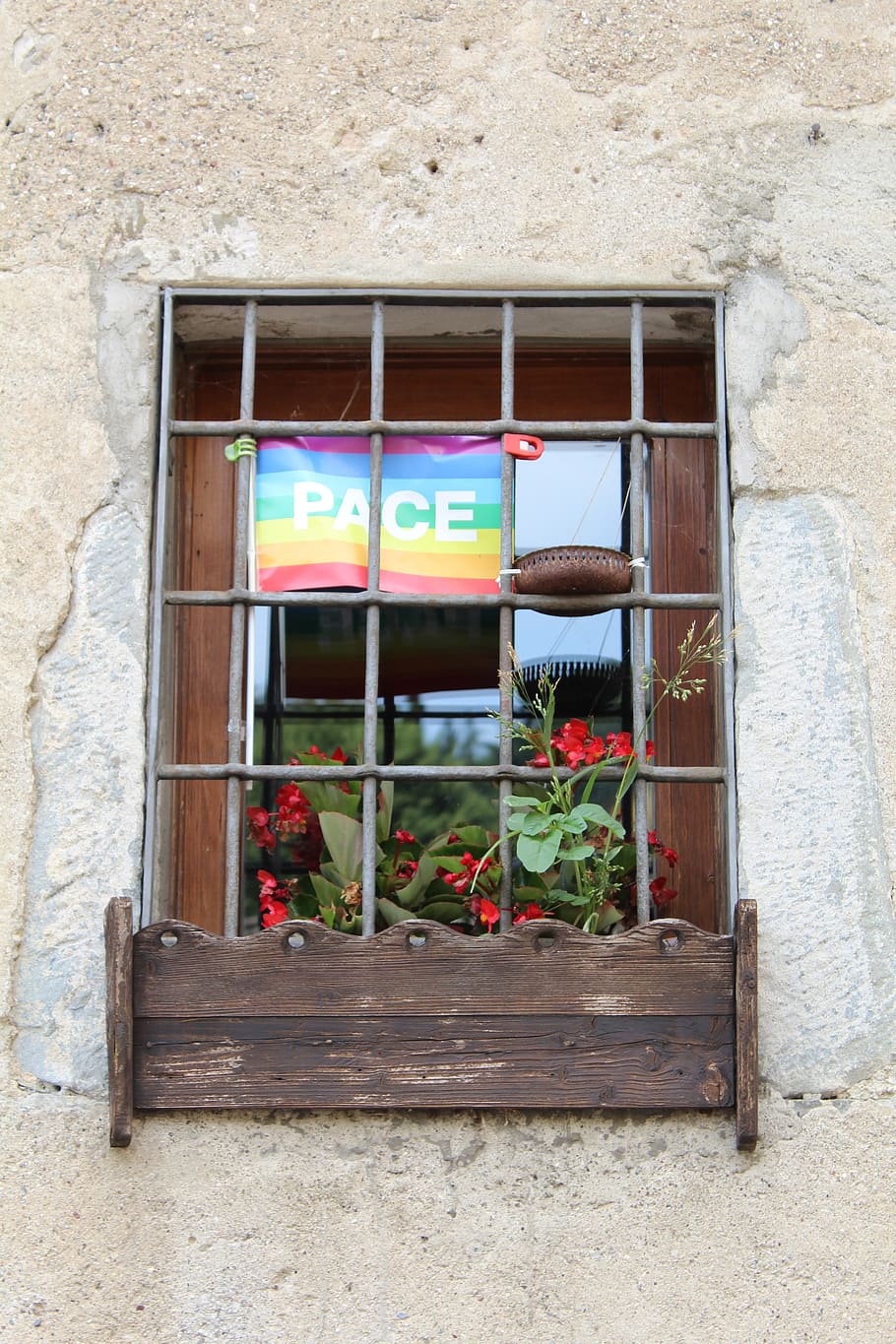 peace, flag, symbol, window, railing, built structure, architecture HD wallpaper