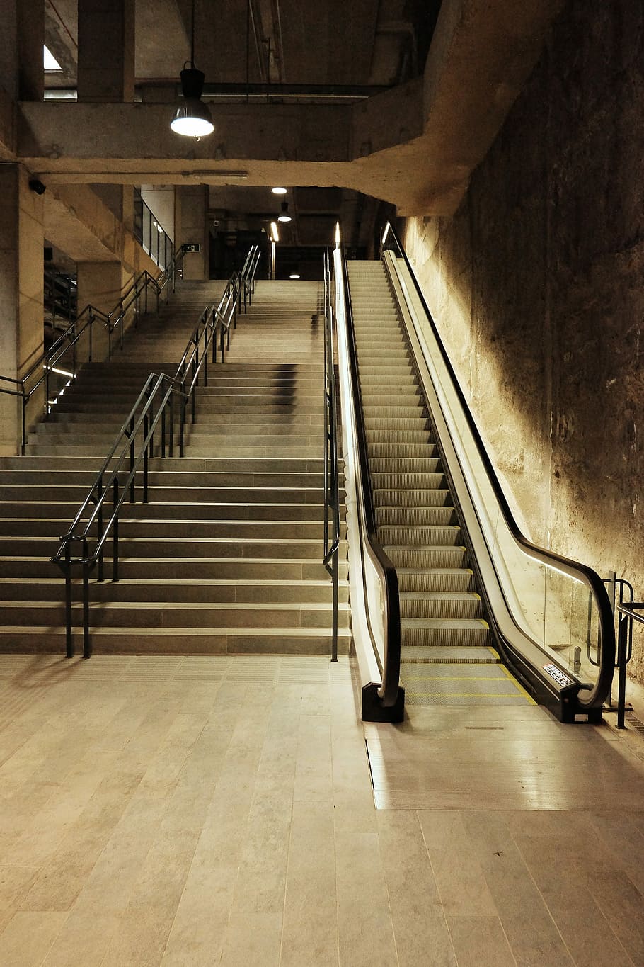 Metro, Ladder, Wall, Stone, Escalator, design, architecture HD wallpaper