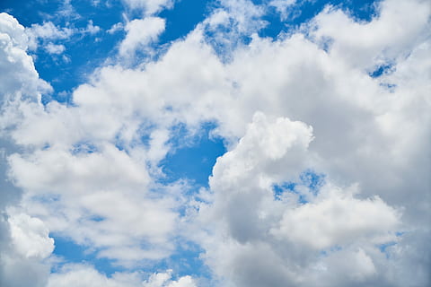 white clouds under blue sky, landscape, nature, background HD wallpaper