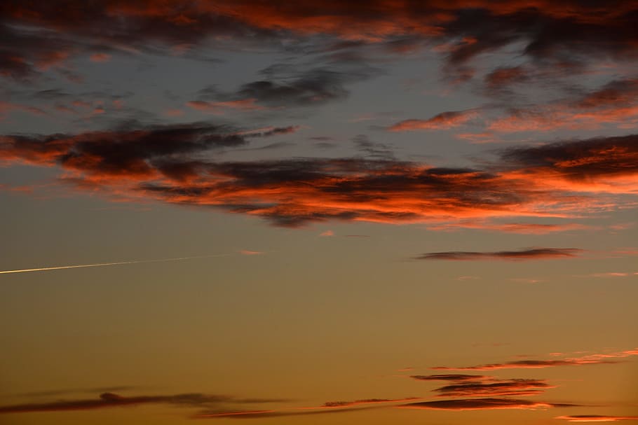 calm sky, Sunset, Evening, abendstimmung, evening sky, afterglow HD wallpaper