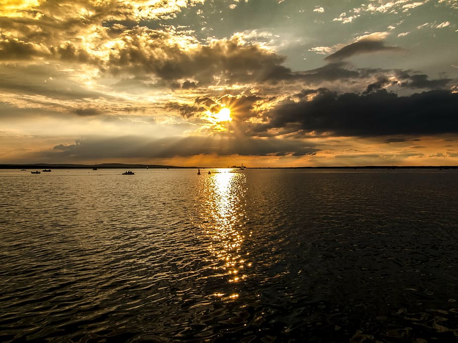 sunset, twilight, landscape, nature, cloud - sky, water, beauty in nature HD wallpaper