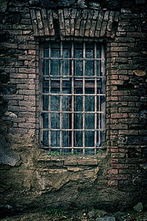 window on bricked house, grid, grate, prison, vanished time HD wallpaper