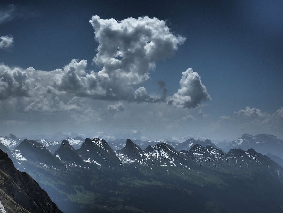 churfirsten, mountains, alpine, gallen, switzerland, mountain range HD wallpaper
