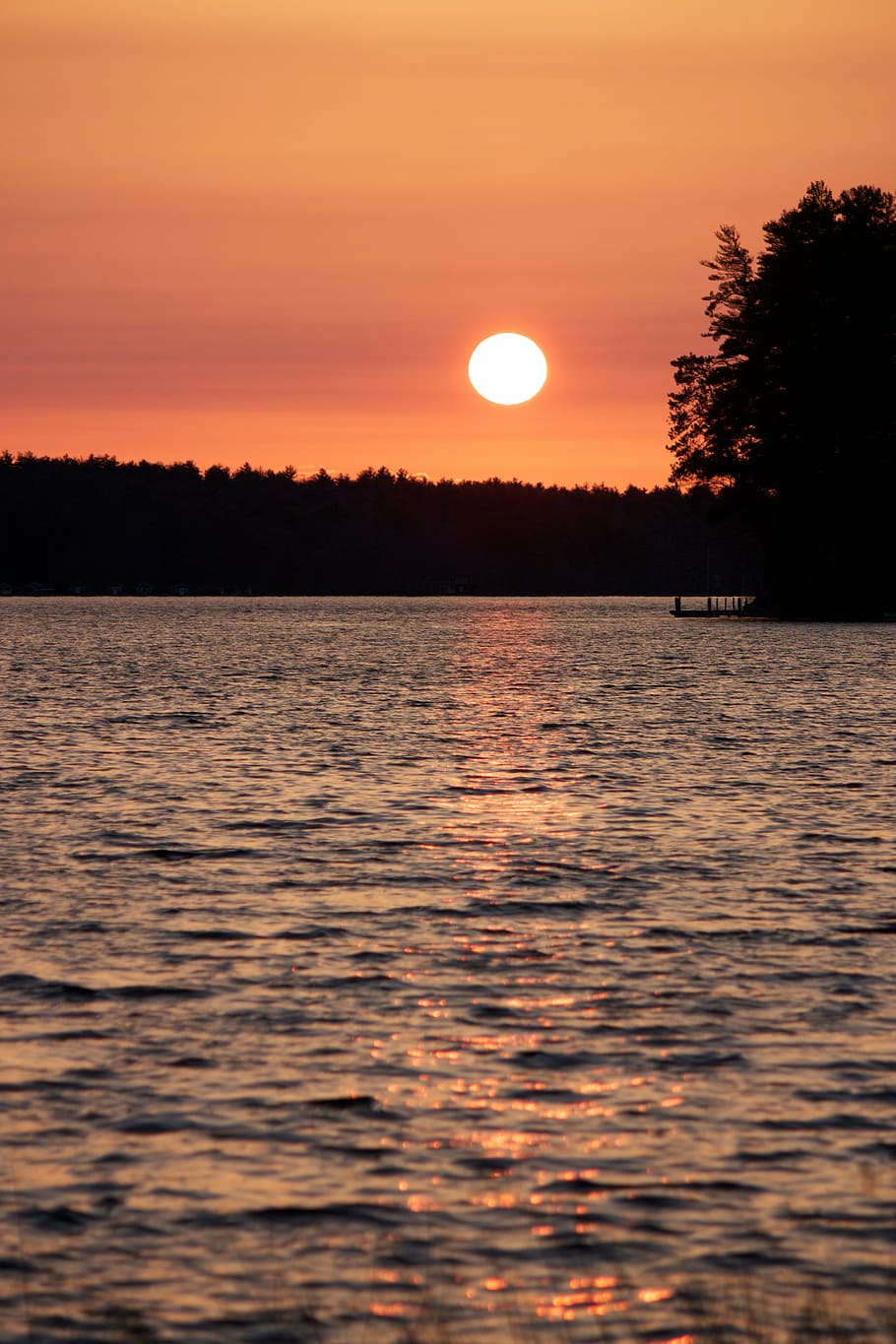 dusk, lake, sun, sunset, twilight, water, nature, reflection HD wallpaper