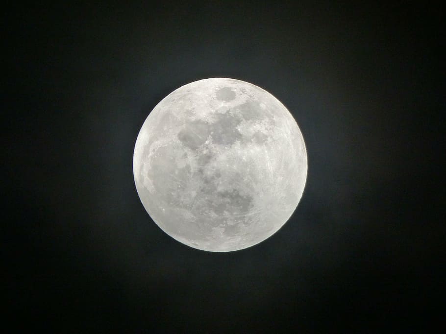 full moon during nighttime, moonlight, halo, outdoors, no people HD wallpaper
