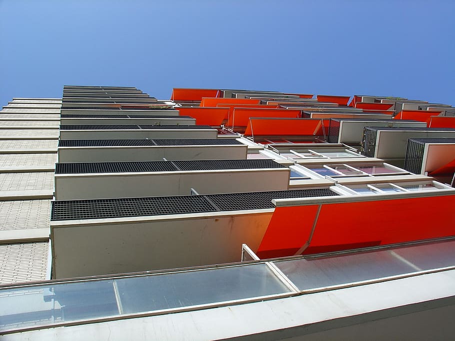 orange, sunshade, block, architecture, built structure, building exterior HD wallpaper