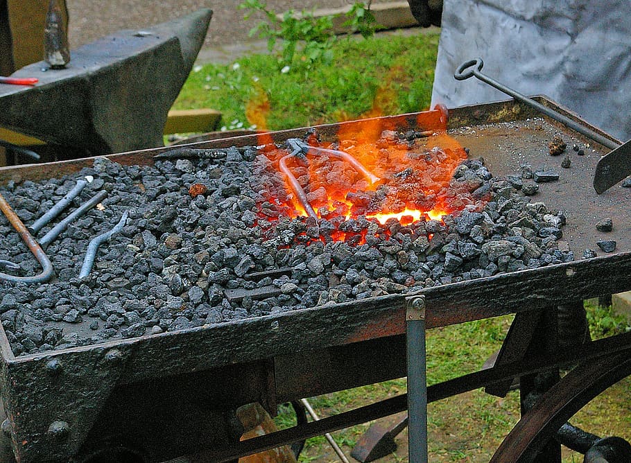 fire, forge, embers, glow, craft, blacksmith, middle ages, coal HD wallpaper