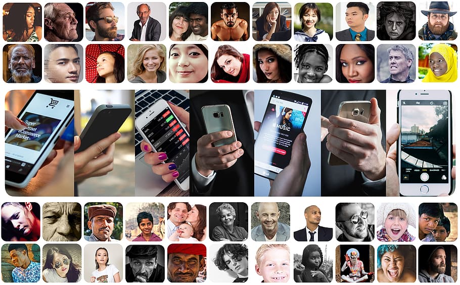 person holding silver iPhone 6 collage, personal, network, smartphone