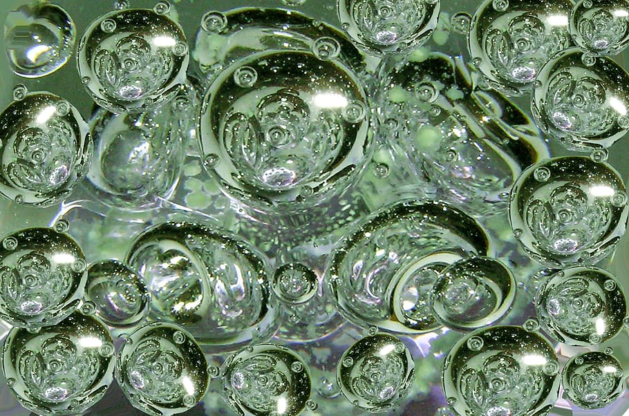 water droplet, glass bubble, design, pattern, green, full frame HD wallpaper
