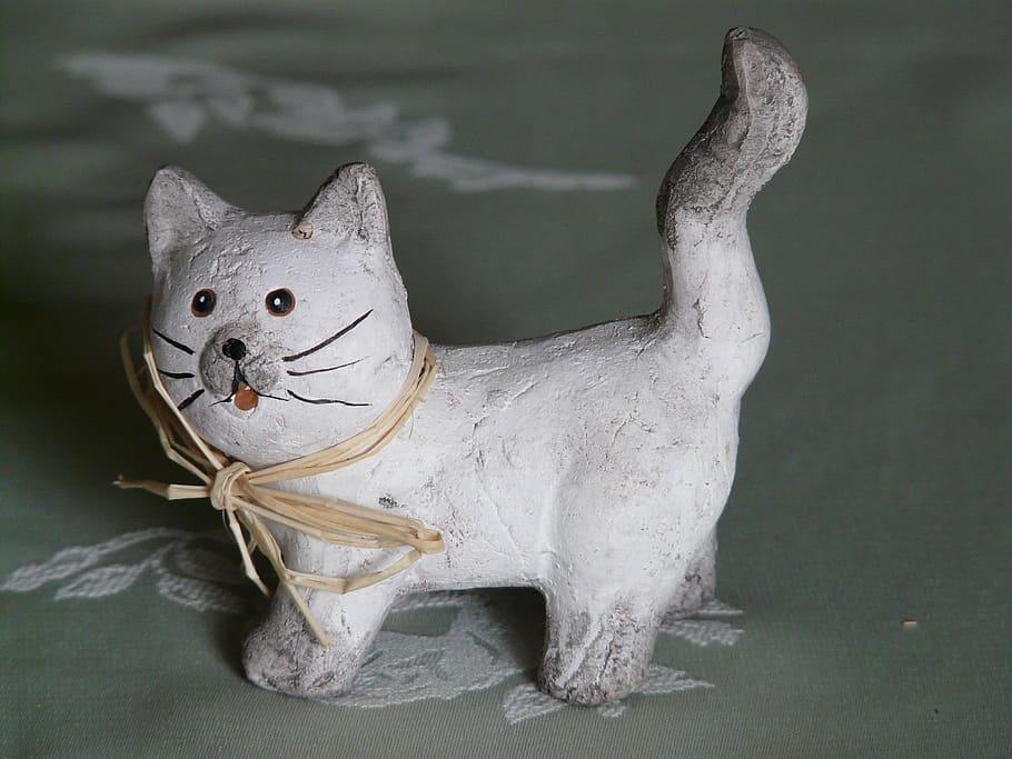 cat, deco, figure, white, decoration, chalk figure, nice, cute HD wallpaper