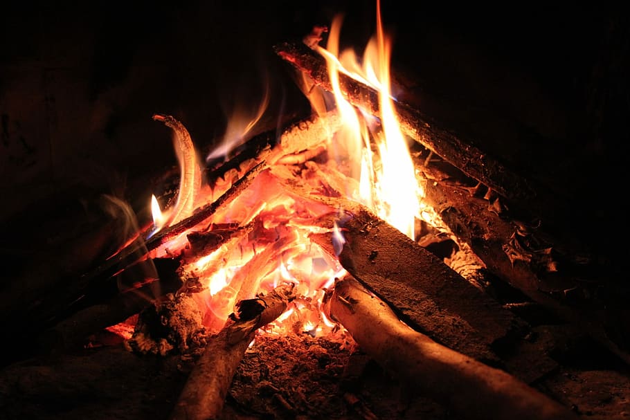 Stake, Fireplace, the stake, flame, heat - temperature, burning HD wallpaper
