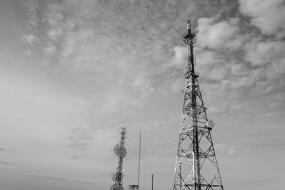 antennas, sky, telecommunications, structure, tower, technology HD wallpaper