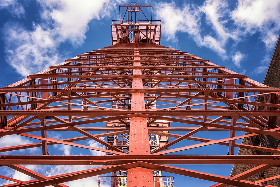 headframe, bill, mining, industry, ruhr area, mine, conveyor system HD wallpaper