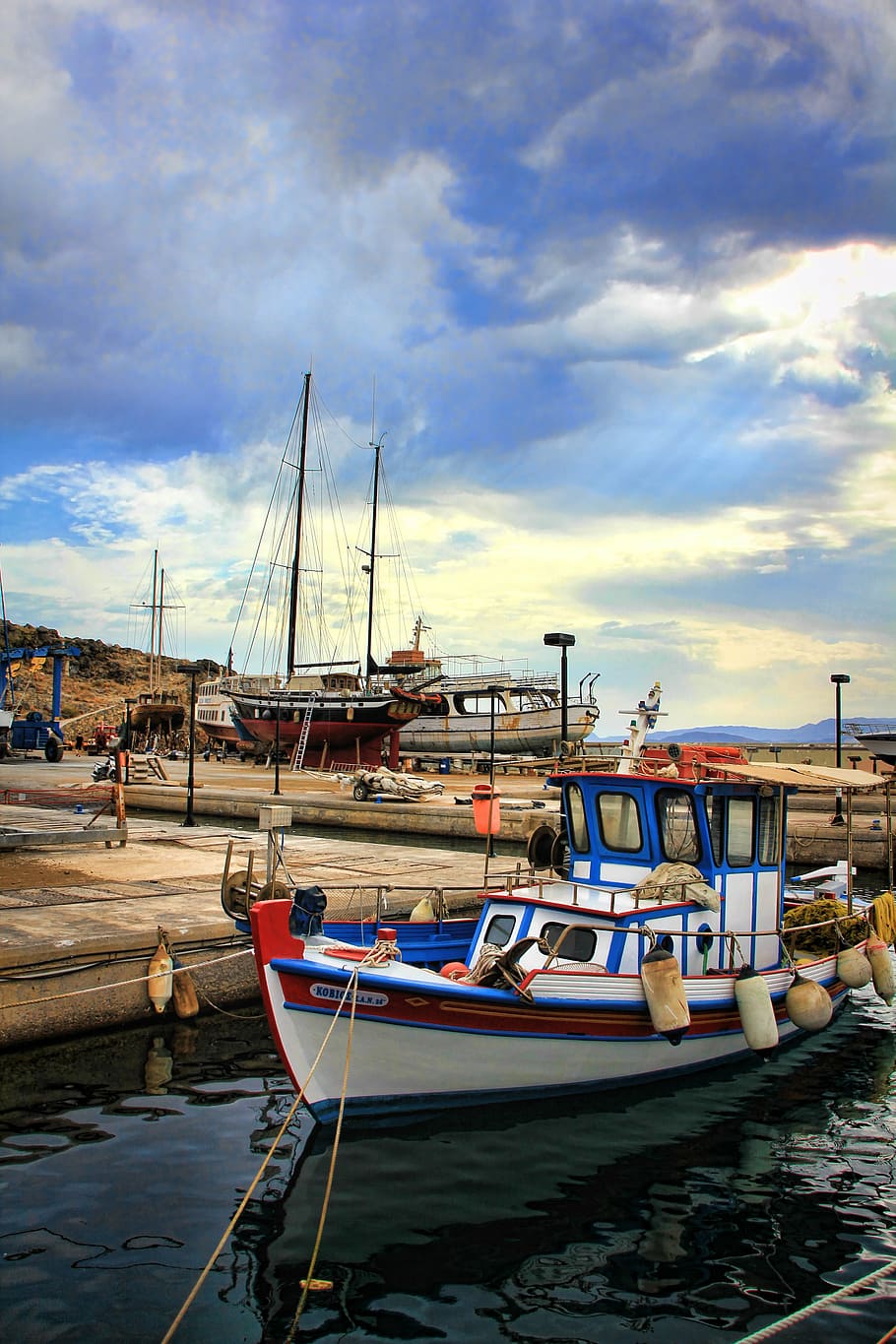 port, hdr, ship, water, sky, maritime, boot, fischer, fishing boat HD wallpaper