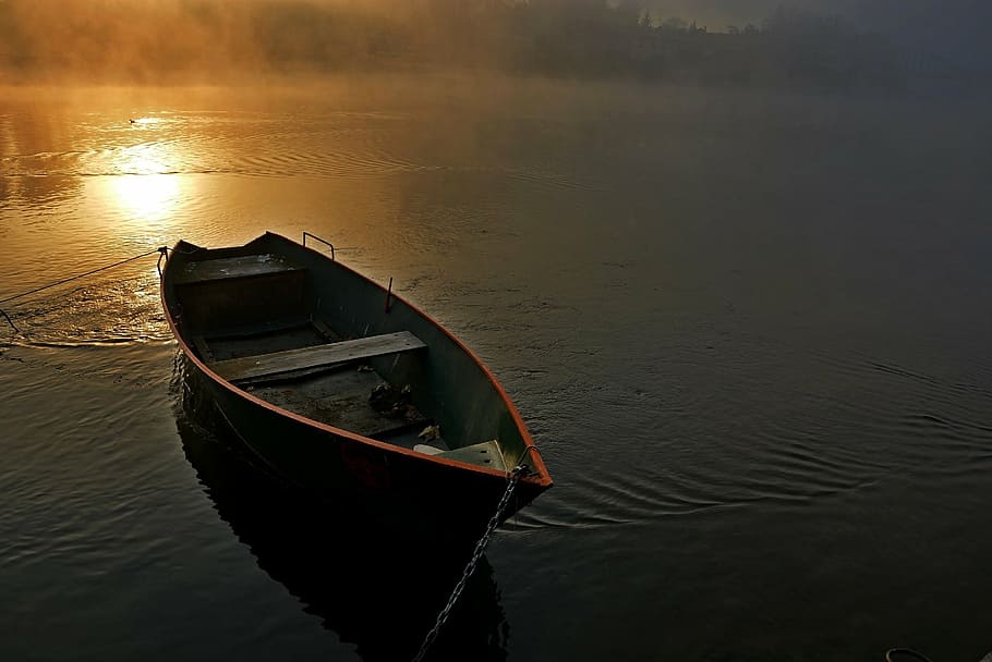 HD wallpaper: brown wooden canoe at water during daytime, boats, rivers