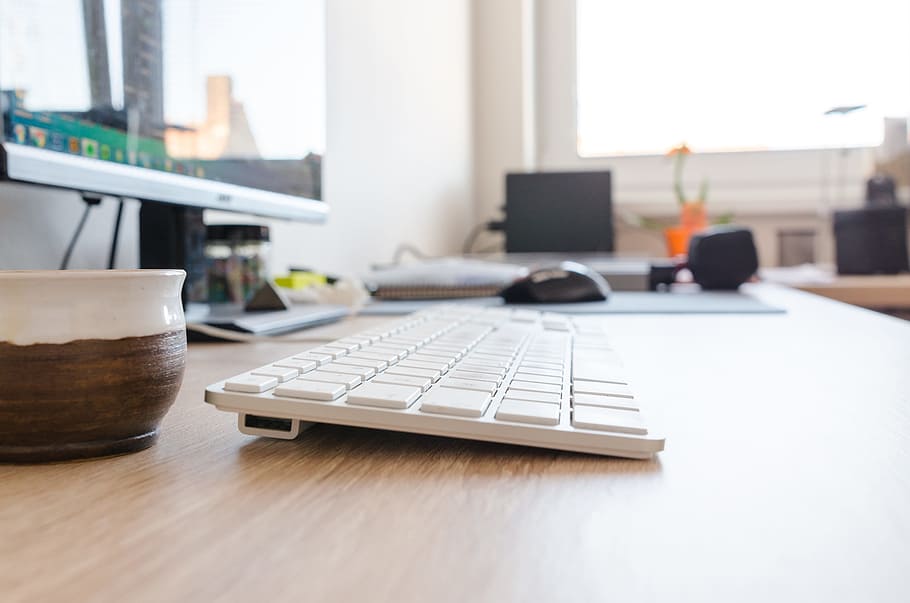cup, desk, office, internet, background, business, communication HD wallpaper