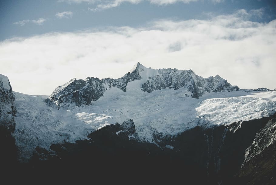 mountain covered with snow, nature, mountains, landscape, sky HD wallpaper