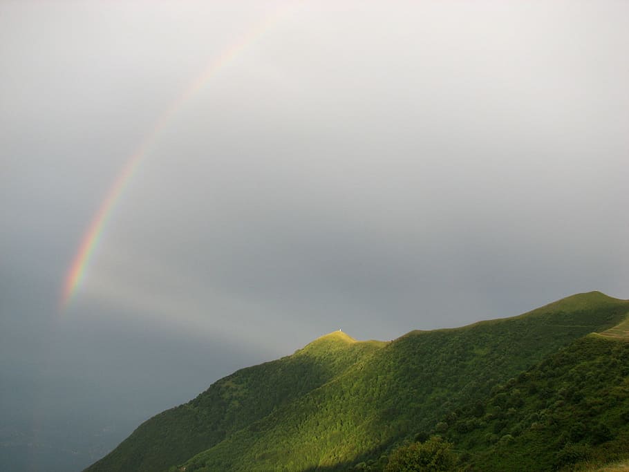 Rainbow, Sunbeam, Light, Cloudy, Sky, weather, cloudscape, landscape HD wallpaper