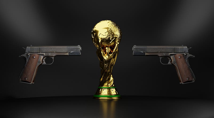 world, cup, gun, football, russia, sport, 2018, competition