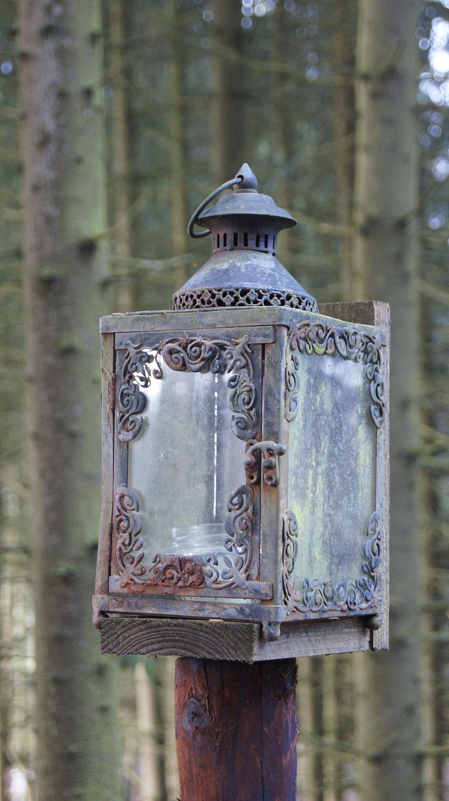 lantern, light, lamp, iron lantern, focus on foreground, day HD wallpaper