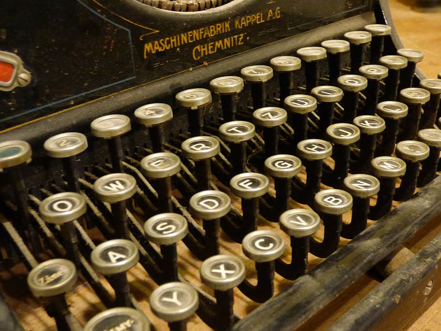 brown typewriter, machine, print, keys, font, paper, letters HD wallpaper