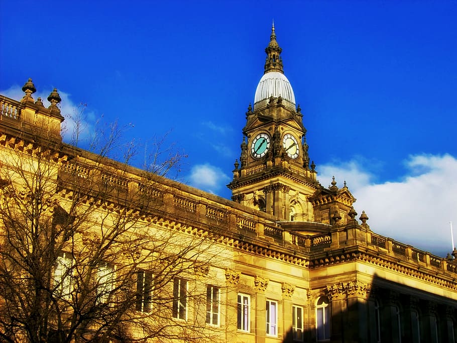 bolton, england, town hall, building, architecture, sky, clouds, HD wallpaper