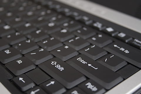 black and gray computer keyboard, laptop, buttons, pc, enter HD wallpaper