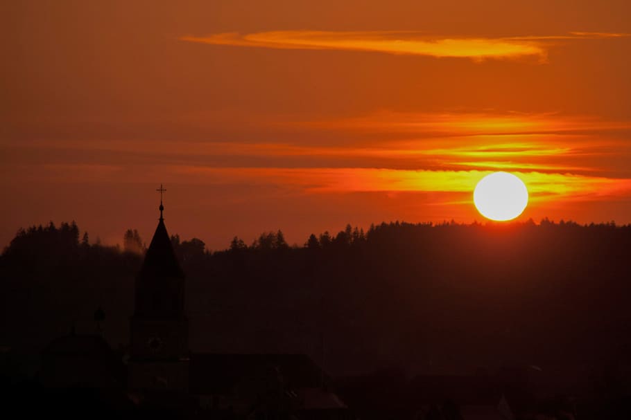 Sunrise, Morgenrot, sunset, dusk, sky, night, silhouette, sunrise - Dawn HD wallpaper