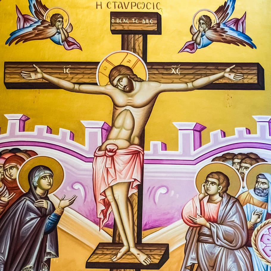 crucifixion of christ, iconography, painting, church, orthodox, HD wallpaper