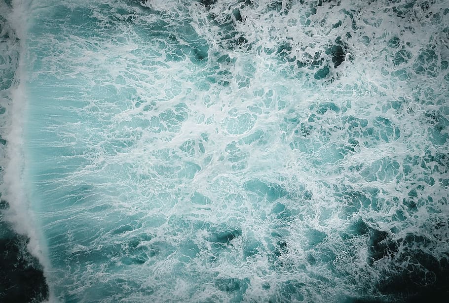Leftovers, aerial photo of ocean waves, sea, water, splash, motion HD wallpaper