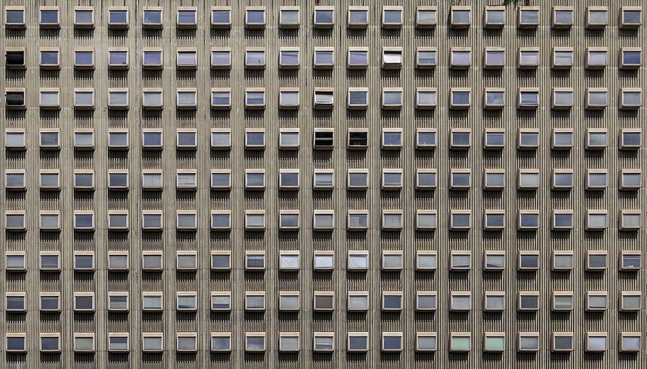 photo of gray painted decor, building, windows, architecture HD wallpaper