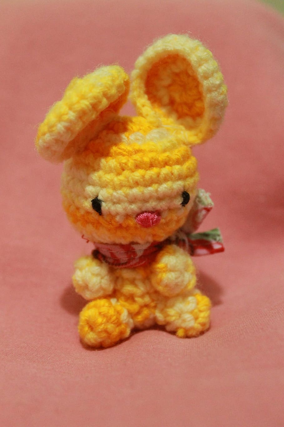 toy, bunny, rabbit, crochet, cute, small, mice, yellow, animal, HD wallpaper