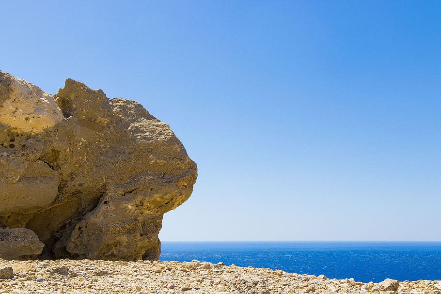 crete, greece, the stones, landscapes, holidays, blue, summer, HD wallpaper