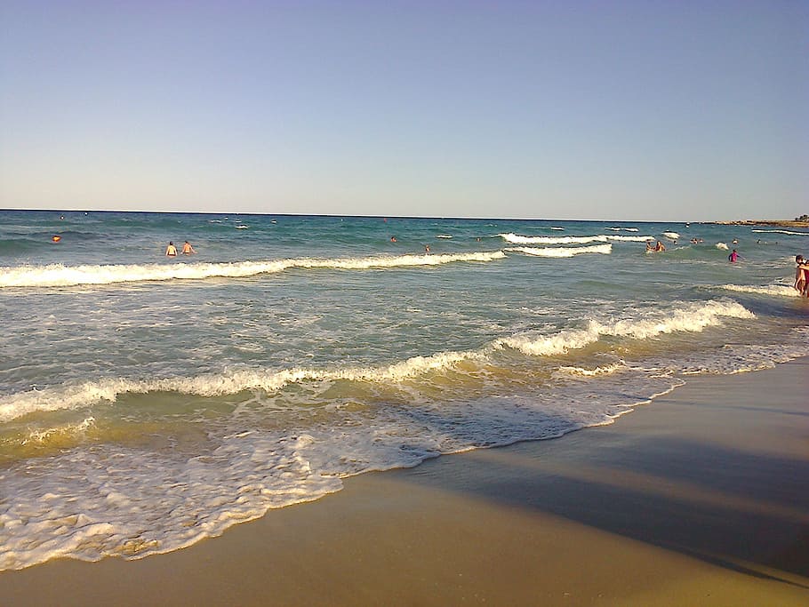 sea, holiday, water, wave, beach, land, sky, horizon over water HD wallpaper